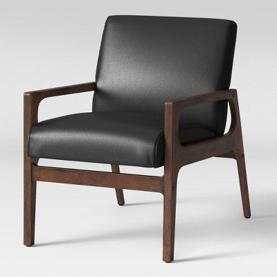 Peoria Wood Arm Chair Black Faux Leather - Project 62™ | Target