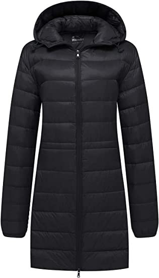 Wantdo Women's Packable Down Jacket Hooded Puffer Jacket Winter Long Coat | Amazon (US)