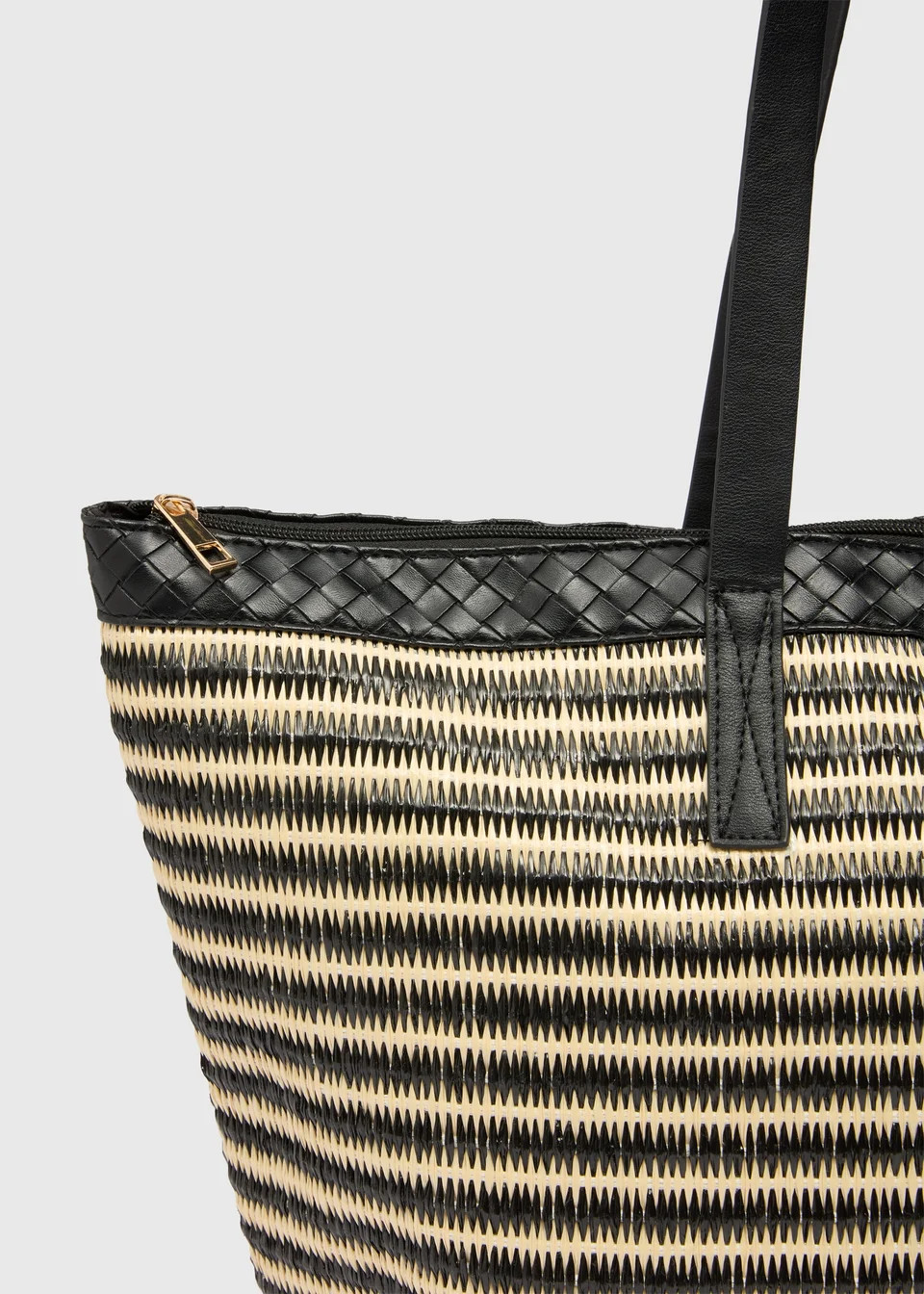 Black Striped Large Beach Bag | Matalan (UK)
