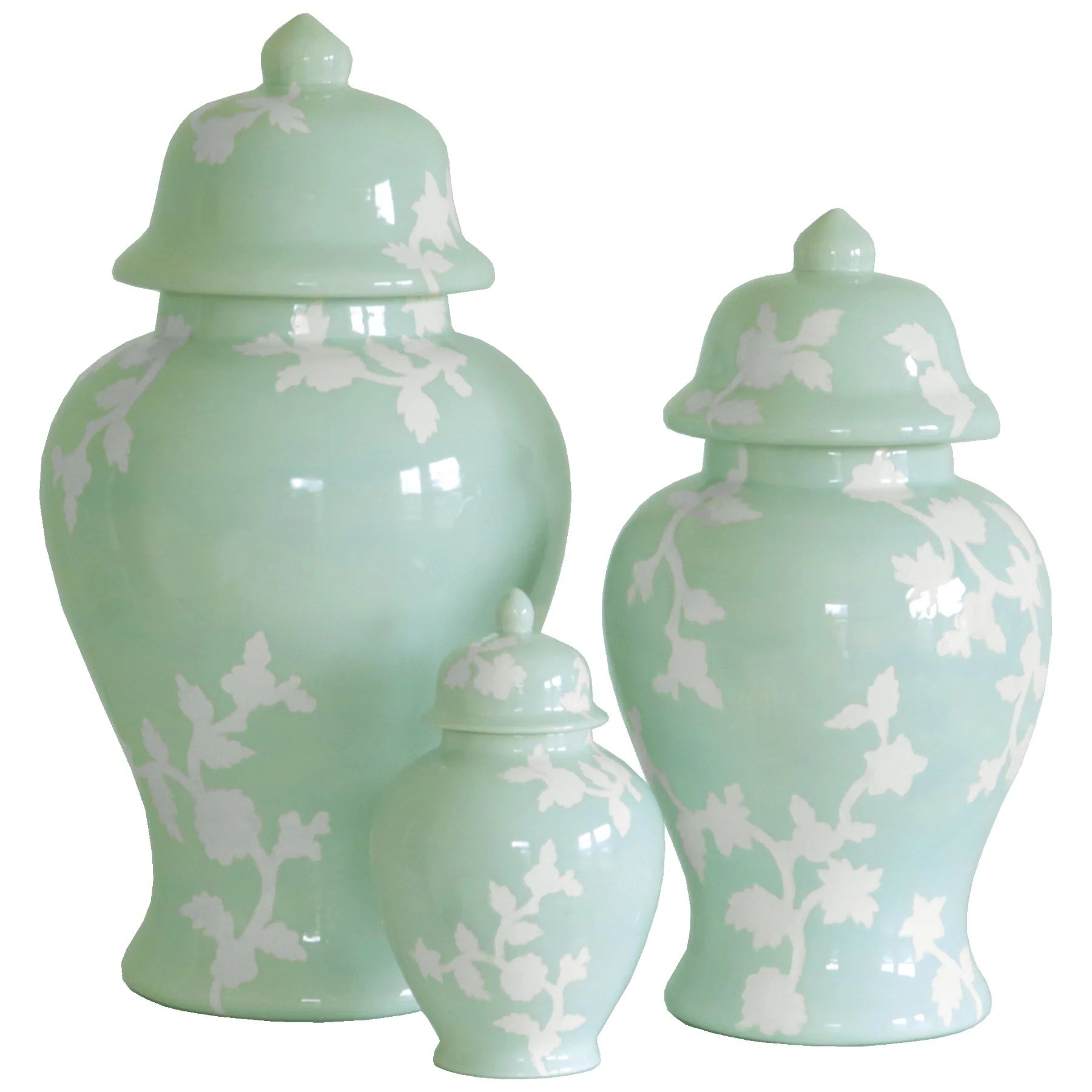 Chinoiserie Dreams Ginger Jars in Sea Glass | Ruby Clay Company
