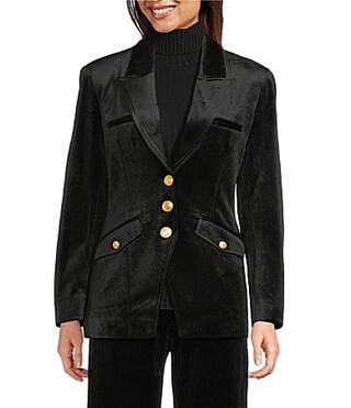 tyler boe Goldie Velvet Point Collar Long Sleeve Blazer - M | Dillard's