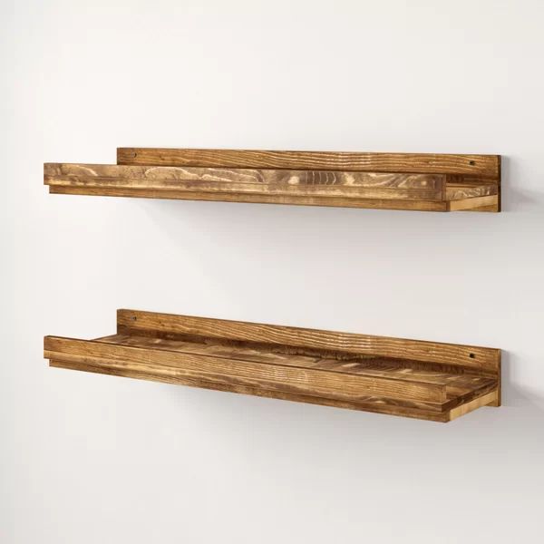 Tishie 2 Shelves 2 Piece Pine Solid Wood Floating Shelf (Set of 2) | Wayfair North America