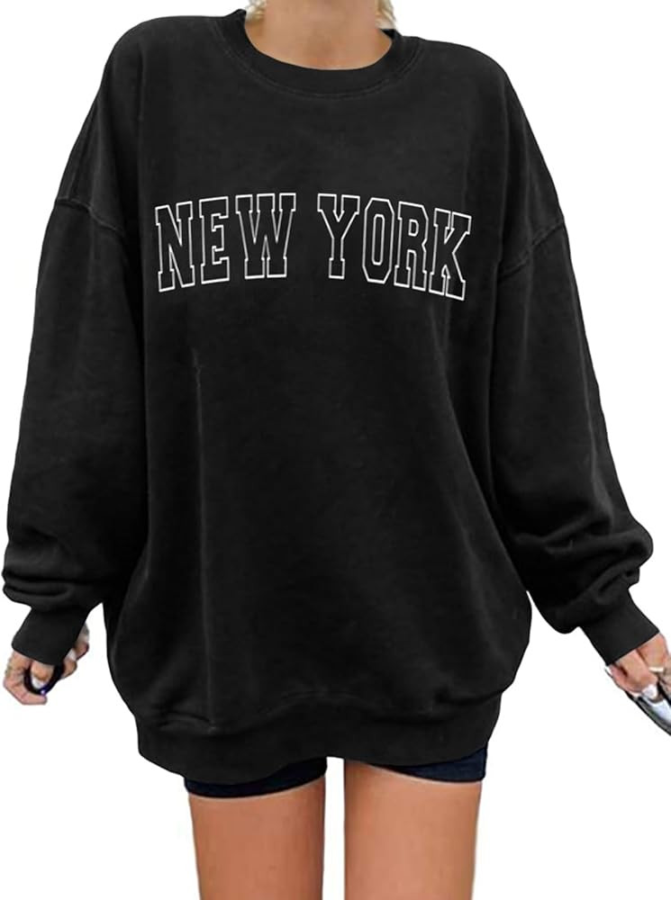 Langwyqu Women's Oversized Sweatshirt Los Angeles California Crewneck Long Sleeve Casual Loose Pu... | Amazon (US)