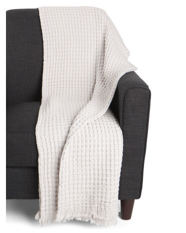 Made In Portugal Waffle Cotton Jacquard Throw | Marshalls