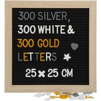 Relaxdays Letter Board, 25 x 25 cm, Legno MDF, 900 Simboli, Lettere, Lavagnetta Rétro, Lavagna Scrit | ManoMano UK