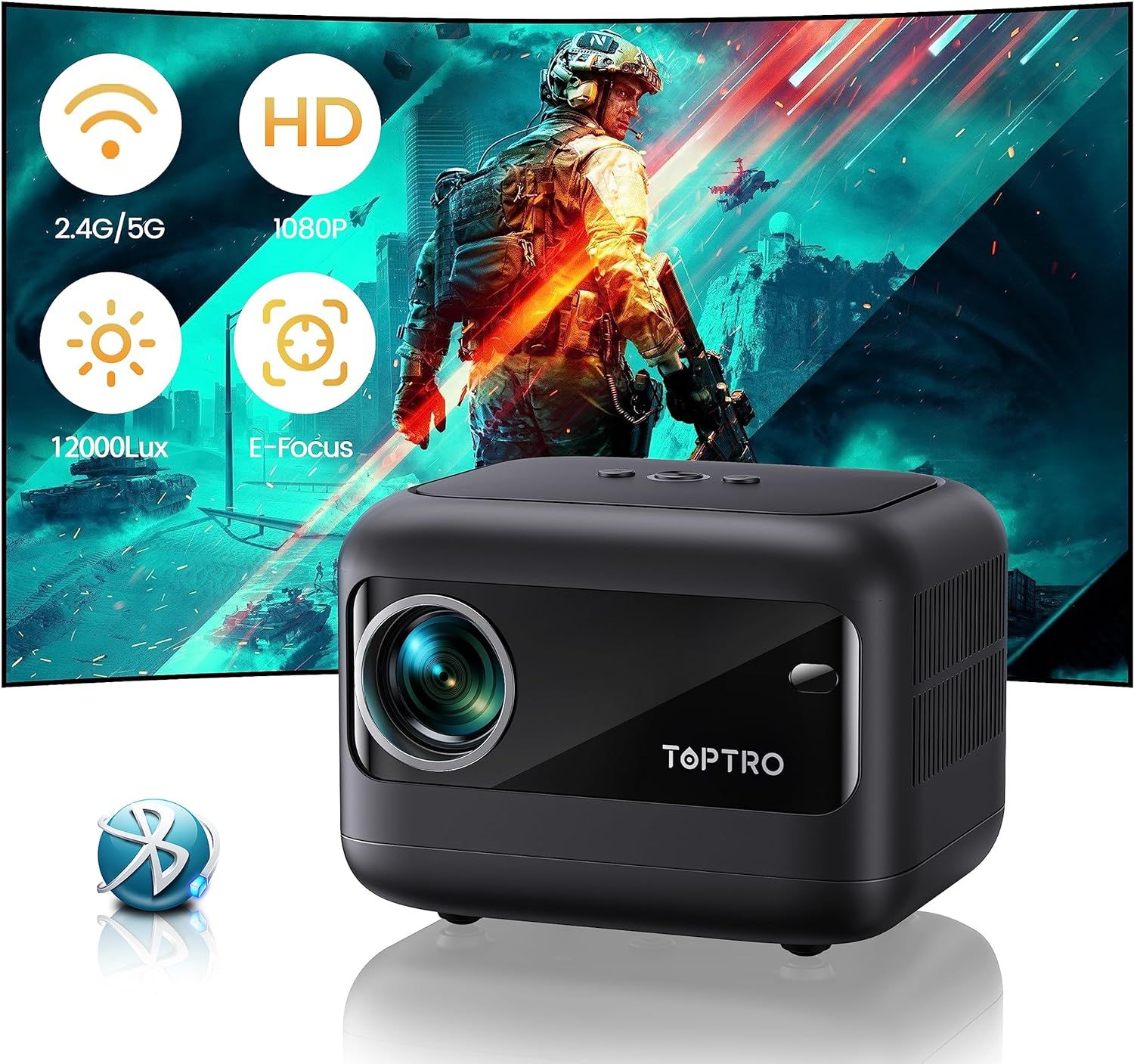 [Electric-Focus] Mini Projector, TOPTRO TR25 Outdoor Projector with WiFi and Bluetooth 5.2, 12000... | Amazon (US)