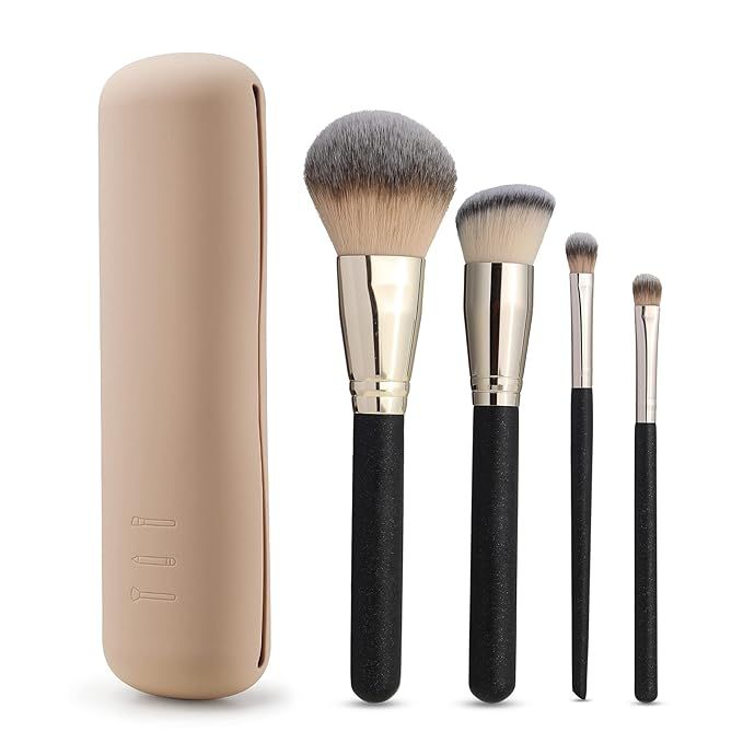 FERYES Large Travel Makeup Brush Holder with 4Pcs Makeup Brushes | Amazon (US)