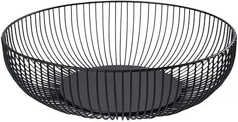 Metal Wire Countertop Fruit Bowl Basket Holder for Kitchen | Black Modern Home Storage Decor Stan... | Amazon (US)
