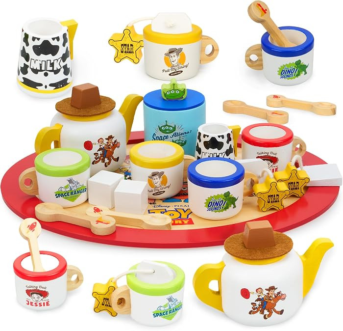 Disney Toy Story Wooden Tea Set for Kids – 14 Piece Pretend Play Tea Party Set with Tray, Teapot, Cups & Accessories, Safe & Durable Wooden Toys, Kitchen Playset Gift for Kids Ages 3+ | Amazon (UK)