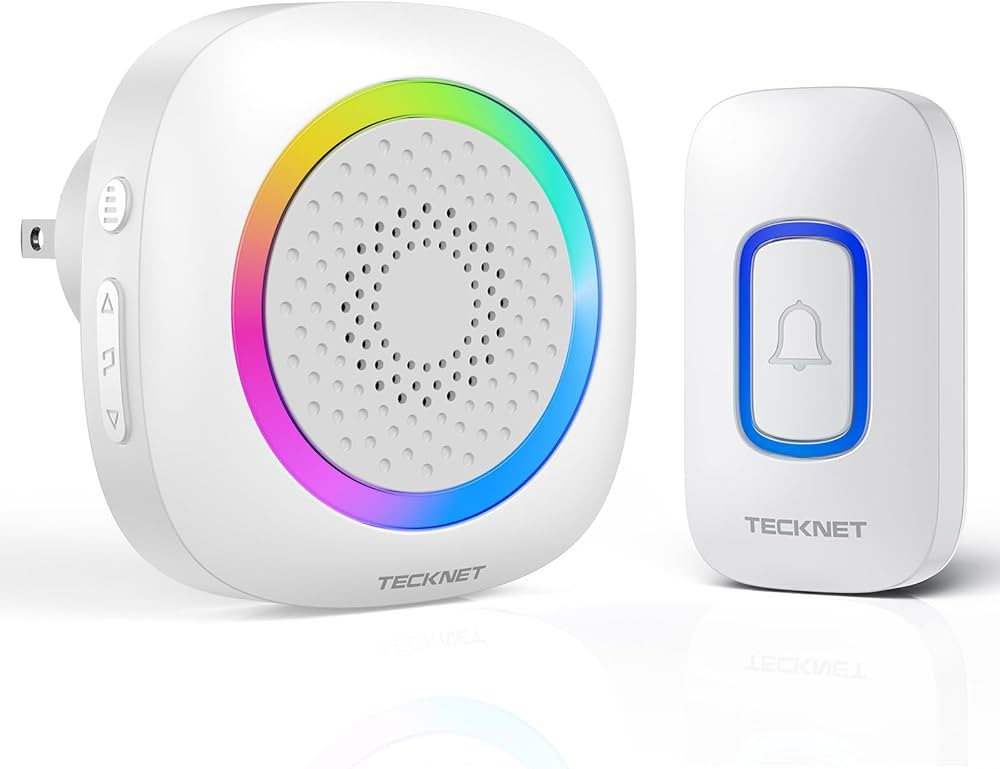 TECKNET Wireless Doorbell, Plug and Play, IP66 Waterproof Doorbell with RGB Light, 1300ft Door be... | Amazon (US)