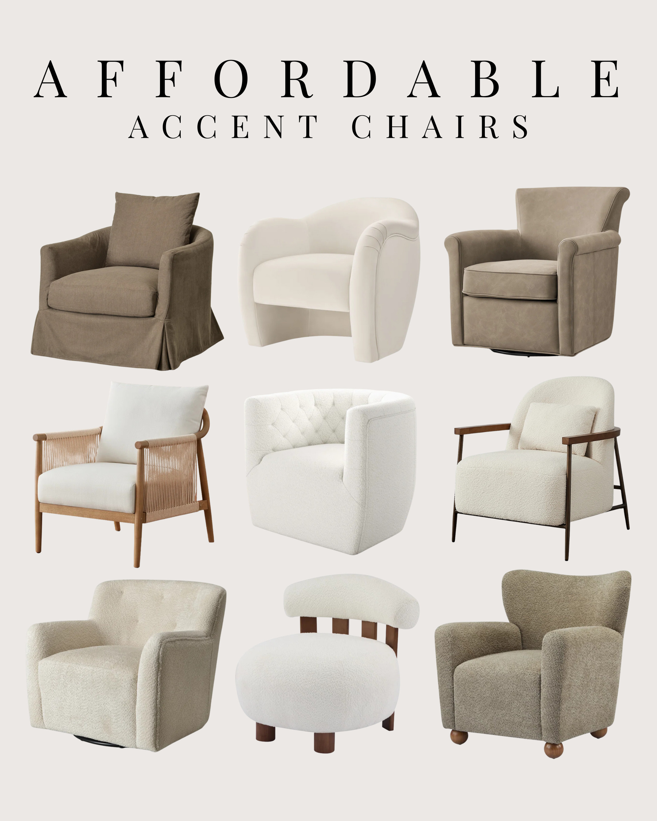 An accent chair can completely change how a room functions — without the commitment of a new sofa.

These affordable picks are proof that you don’t have to sacrifice style for comfort. Sculptural silhouettes, warm neutrals, and cozy textures make each one feel intentional, not “extra.” They’re perfect for filling an empty corner, balancing a sofa, or adding seating without overwhelming the space.

Why accent chairs are worth the upgrade:
• They instantly add character and dimension
• They’re easier (and cheaper) to swap than large furniture
• They make a room feel finished and thoughtfully layered

I linked all of my favorite affordable options here so you can find one that fits your space, style, and budget.

👉 Tap to shop the chairs
👉 Save this for your next room refresh 

 #LTKHome #LTKSaleAlert