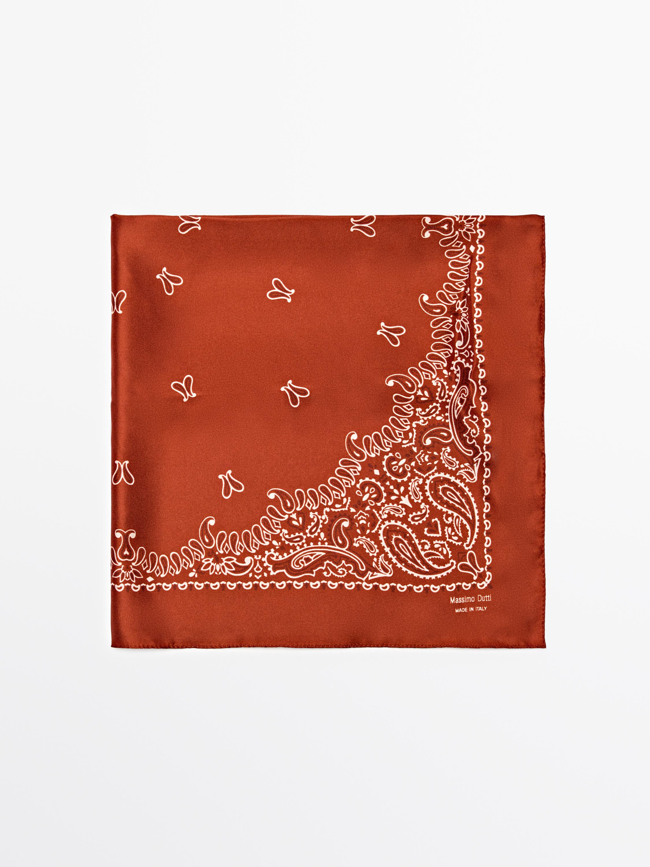 Paisley print 100% silk bandana | Massimo Dutti US