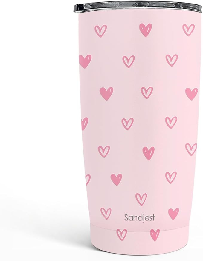 SANDJEST Heart Tumbler 20oz, Stainless Steel Travel Cup with Lid, Insulated Coffee Mug, Heart Gif... | Amazon (US)
