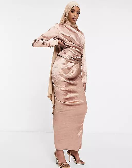 ASOS DESIGN high drape neck maxi with long sleeves | ASOS (Global)