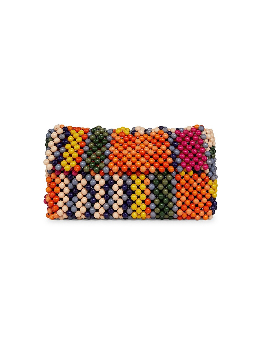 Women's Beaded Leather Shoulder Bag - Multi Bayadere Stripe | Saks Fifth Avenue