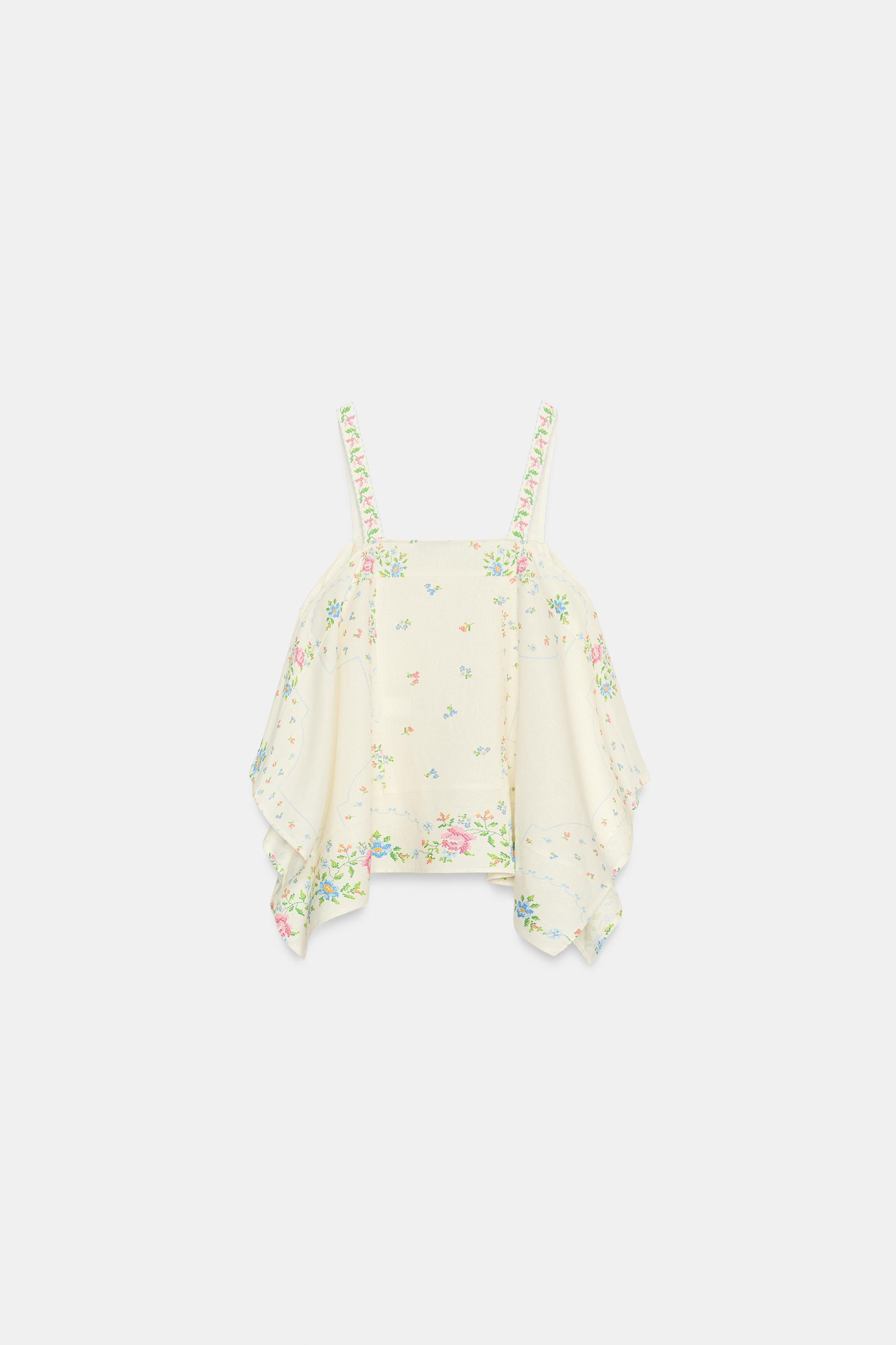 ASYMMETRIC PRINTED LINEN TOP | Zara US