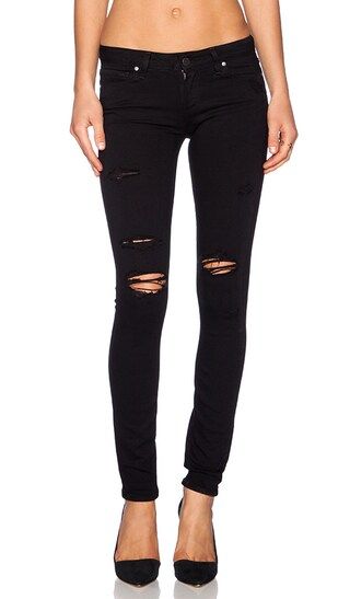 PAIGE Verdugo Ultra Skinny in Black Shadow Destructed | Revolve Clothing