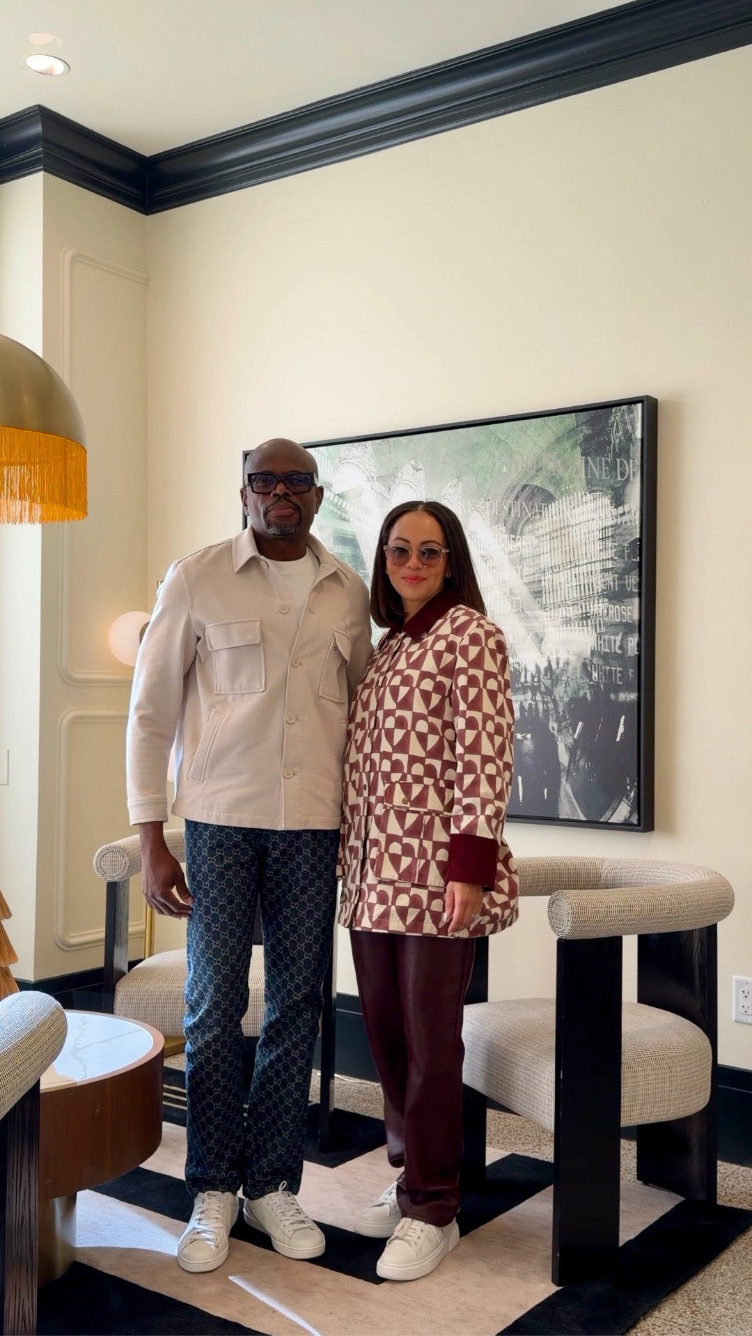 Married to the process. Loyal to the look.

His Look:
@zara Shirt
@zara Jacket
@gucci Jeans
@gucci Shoes
#LouisVuitton Glasses

Her Look:
@szblockprints Jacket
@goodamericanjeans Leather pants
@prada Shoes
@gucci Bag
@ferragamo Glasses