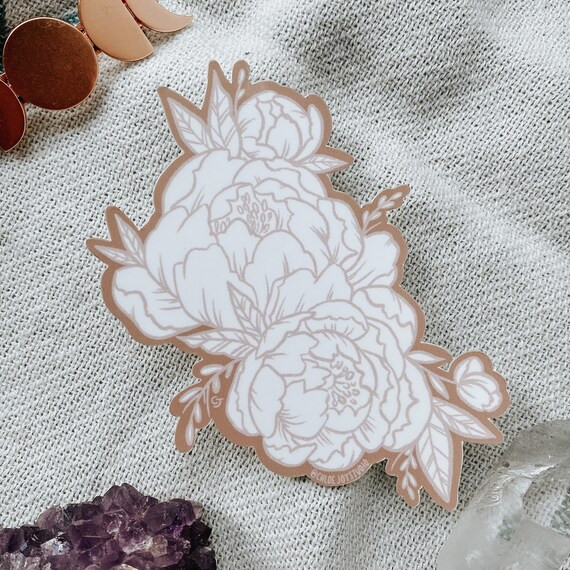 Peonies Sticker  Floral Sticker  Flowers  Boho  Laptop | Etsy | Etsy (US)