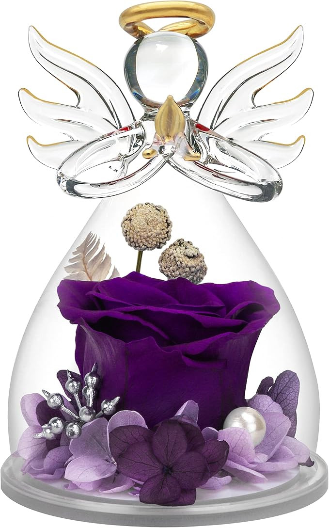 encavy Preserved Flower Rose Gifts in Glass Angel Figurines,Birthday Gifts for Women,Mothers Day ... | Amazon (US)