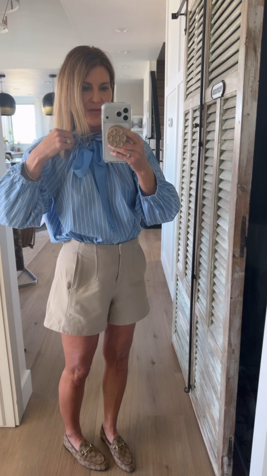 Ruffle neck tie blouse 100% cotton. Size down. I’m in a smalll

#LTKOver40