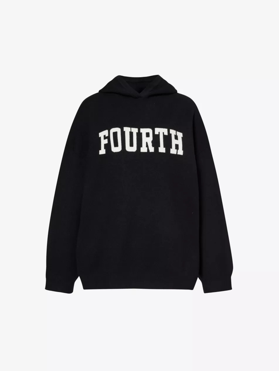 Alexa logo text-intarsia knitted hoody | Selfridges