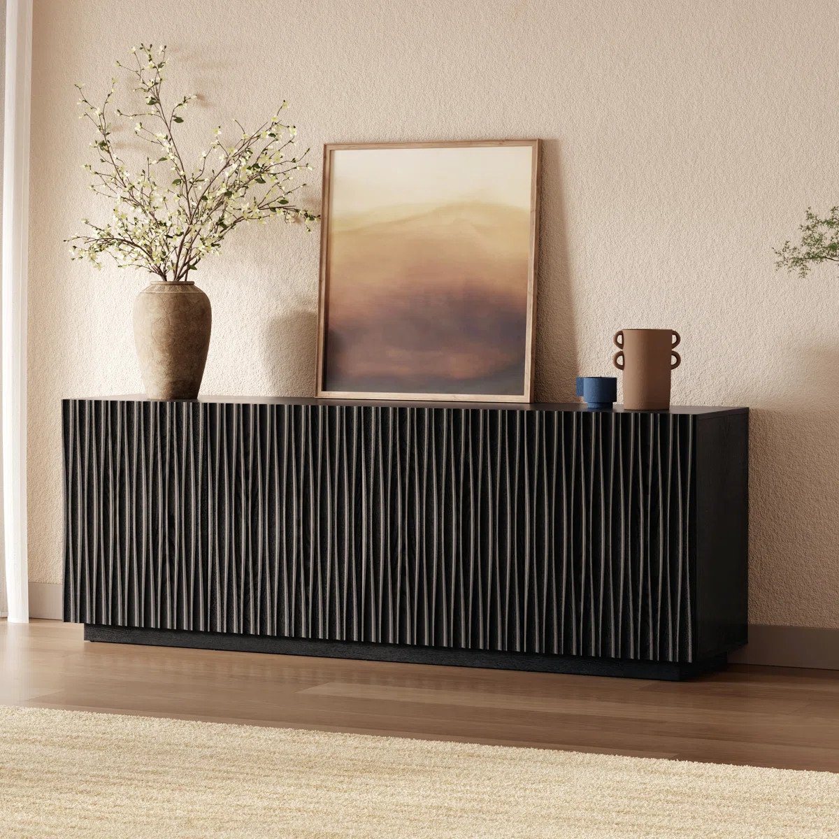 Fluted Mid-Century Modern Tv Stand With Soft-Close Doors, Fits Tvs Up To 75" | Wayfair North America