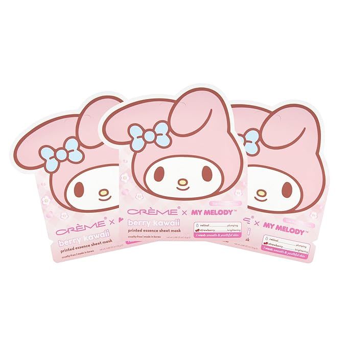 The Crème Shop My Melody Berry Kawaii Printed Essence Sheet Mask (Set of 3) - $12 Value | Amazon (US)