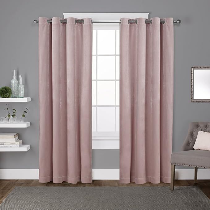 Exclusive Home Curtains Velvet GT Heavyweight Grommet Top Curtain Panel Pair, 54x96, Blush, 2 Cou... | Amazon (US)