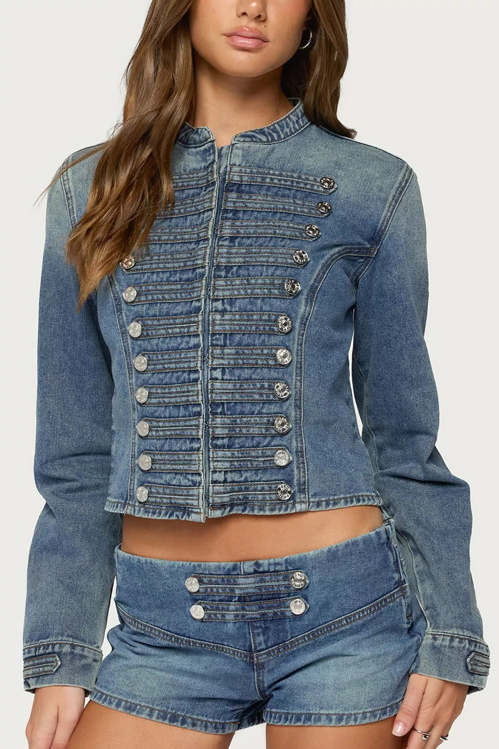 Edikted Jazzy Denim Napoleon Jacket | Urban Outfitters (US and RoW)