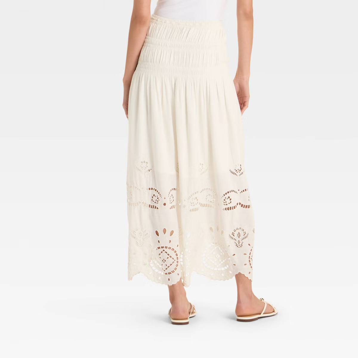 Women's High-RIse Embroidered Eyelet Drop Waist A-Line Skirt - Future Collective | Target