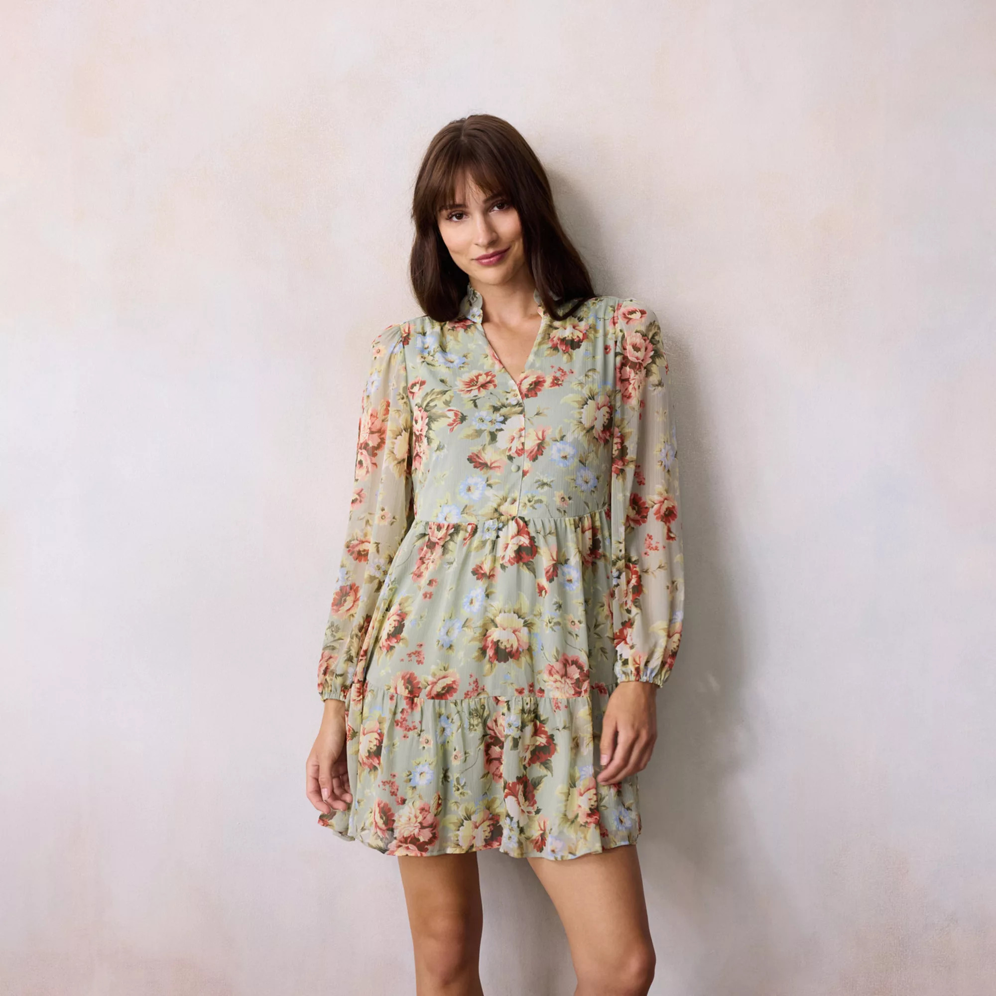 Women's LC Lauren Conrad Babydoll Tiered Shirtdress | Kohl's