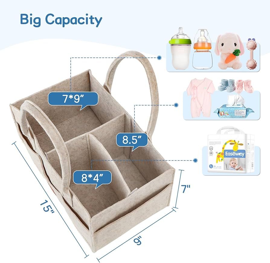 Maliton Diaper Caddy Organizer for Baby - Diaper Holder Organizer for Changing Table, Nursery Sto... | Amazon (US)