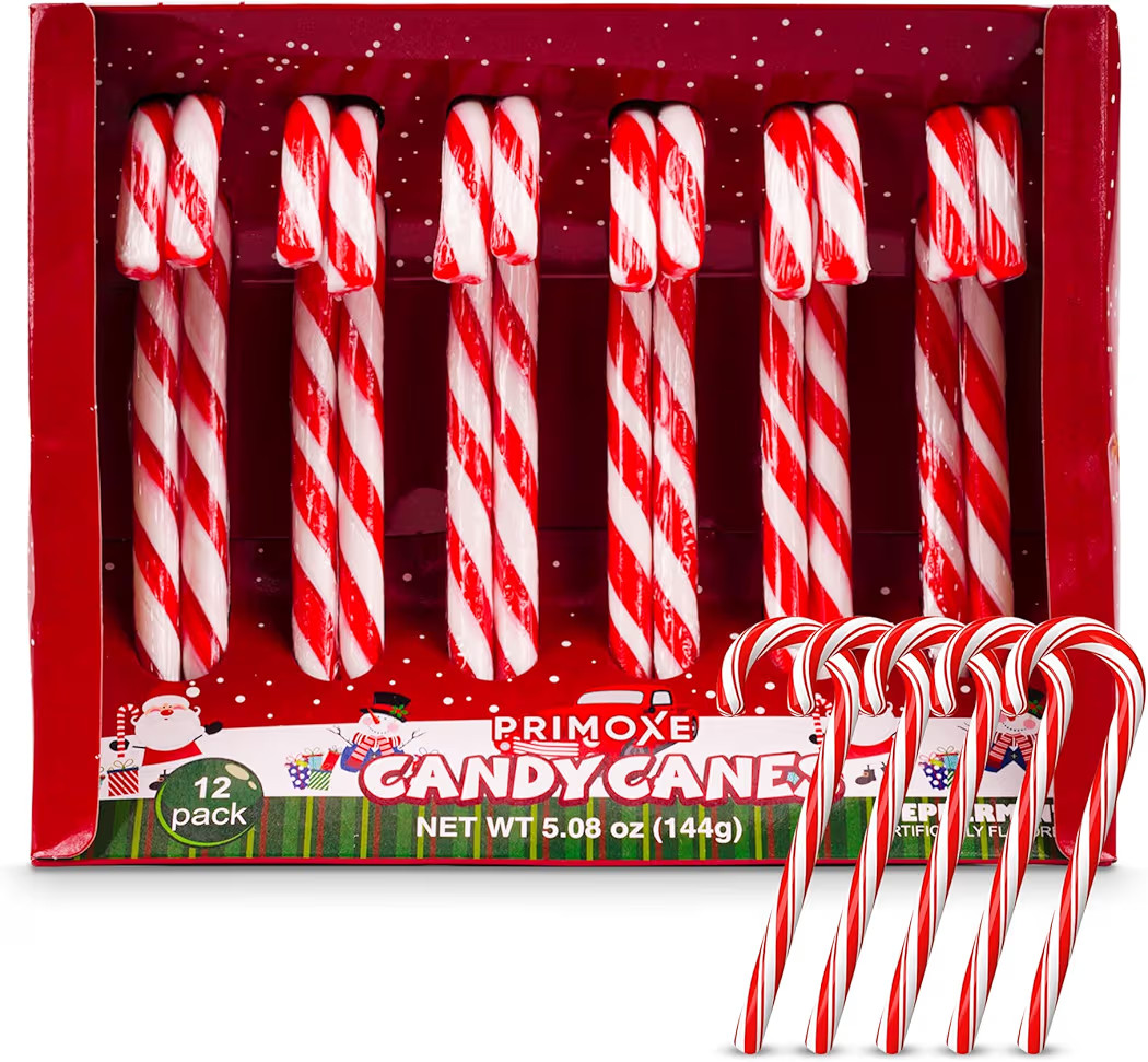 Christmas Candy Canes 12 Pack - Classic Red & White Peppermint Cane Sticks Individually Wrapped -... | Amazon (US)