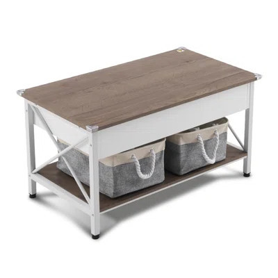 36.02in Adjustable With Crossbar Side X-Shaped Metal Frame Rectangular Coffee Table | Wayfair North America
