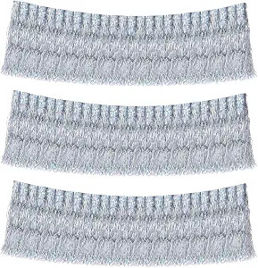 Mandala Crafts Holographic Silver Foil Tinsel Fringe Icicles Garland | 20 FT, 3 Banners, Metallic... | Amazon (US)