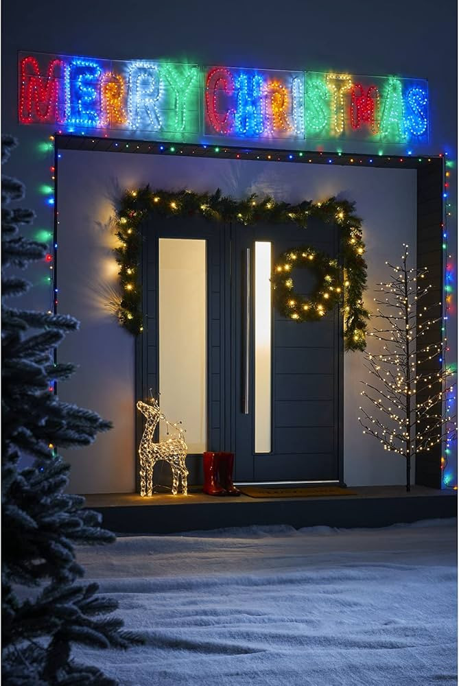 WeRChristmas Pre-Lit Animated Merry Christmas Rope Light Silhouette, Multi Colour (WRC-10053) | Amazon (UK)