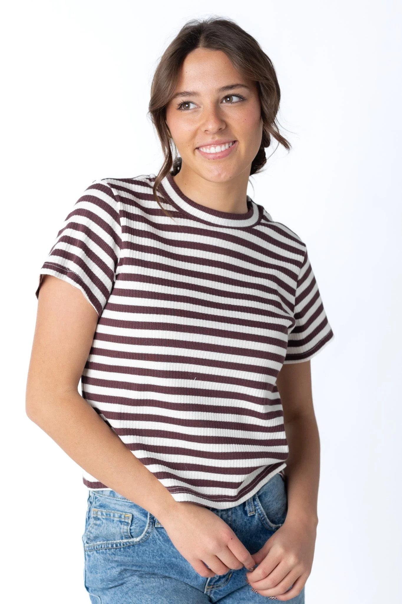 Brass & Roe Striped Textured Tee | Called To Surf