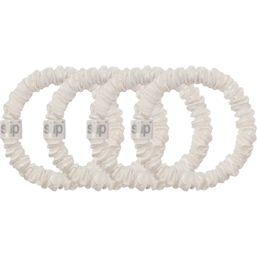 slip 4-Pack Skinny Silk Scrunchies in White at Nordstrom | Nordstrom