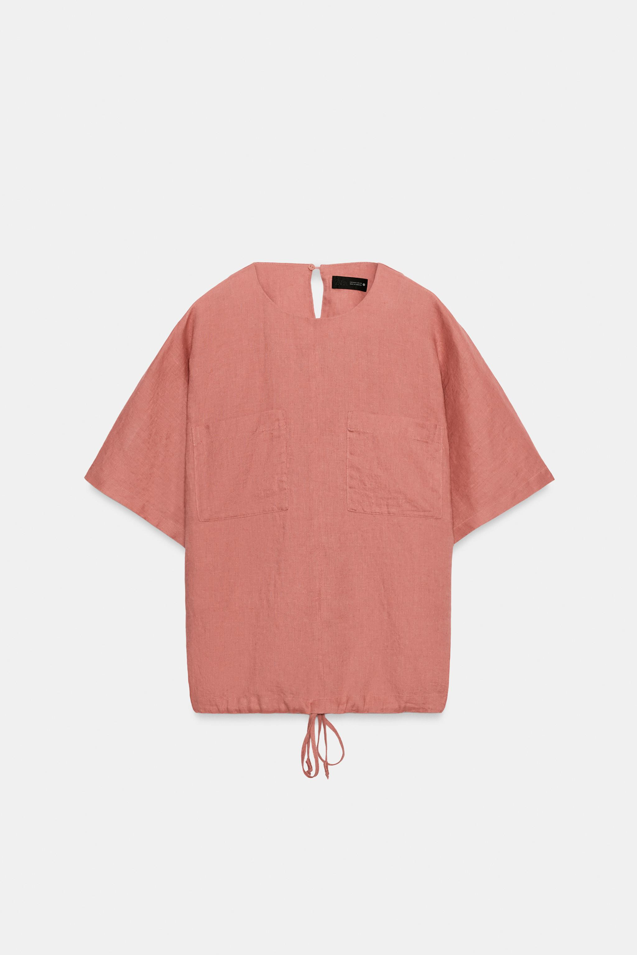 ZW COLLECTION 100% LINEN TOP WITH DRAWSTRINGS | Zara US