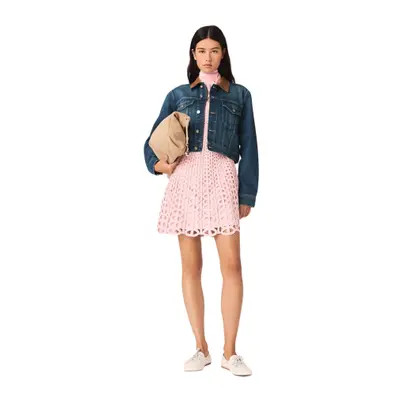 maje Denim jacket with leather collar in Blue at Nordstrom, Size 36 Eu | Nordstrom