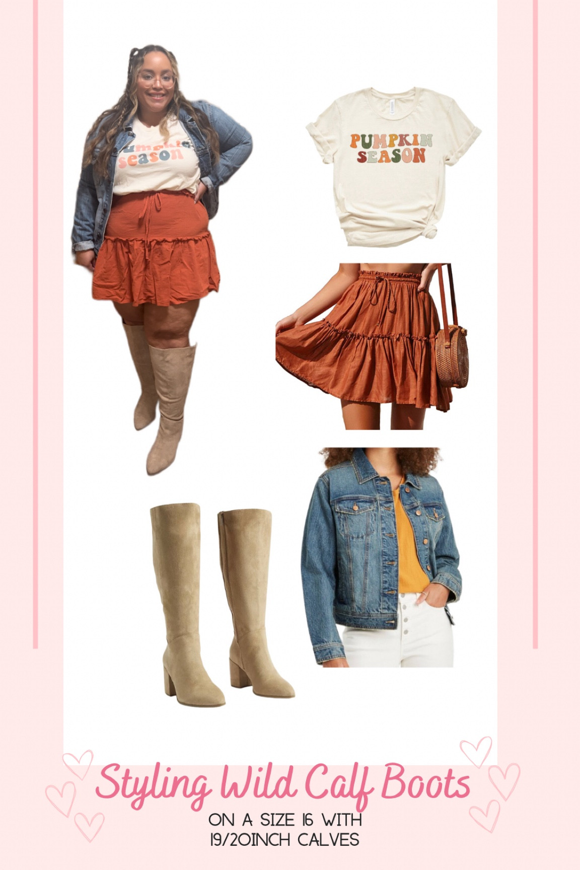 Styling wide calf boots! Plus size fall outfits on a size 16. 
Top- XXL
Skirt- XXL
Jacket- XXL
Boots- 8.5 (linked in bio) 

#LTKstyletip #LTKSeasonal #LTKcurves