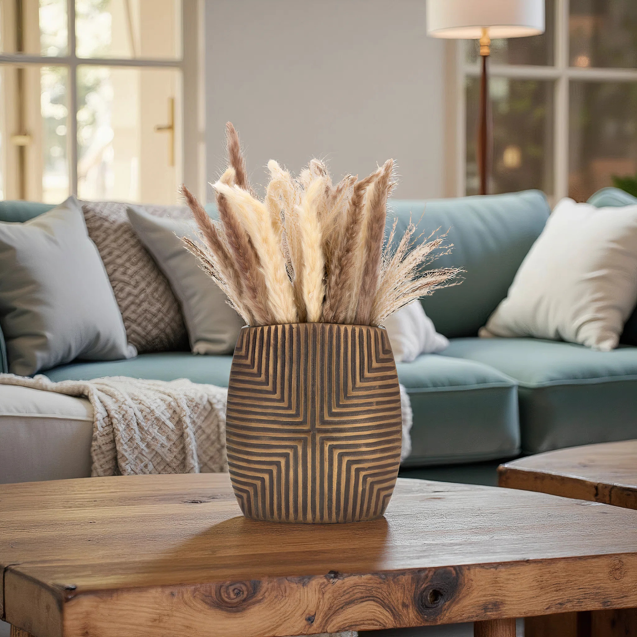 Rochella Modern Aluminum Metal Decorative Vase with Geometric Textured Design - Contemporary Acce... | Wayfair North America