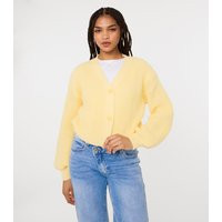 Women's Light Yellow Crop Cardigan Pink Vanilla New Look | New Look (UK)