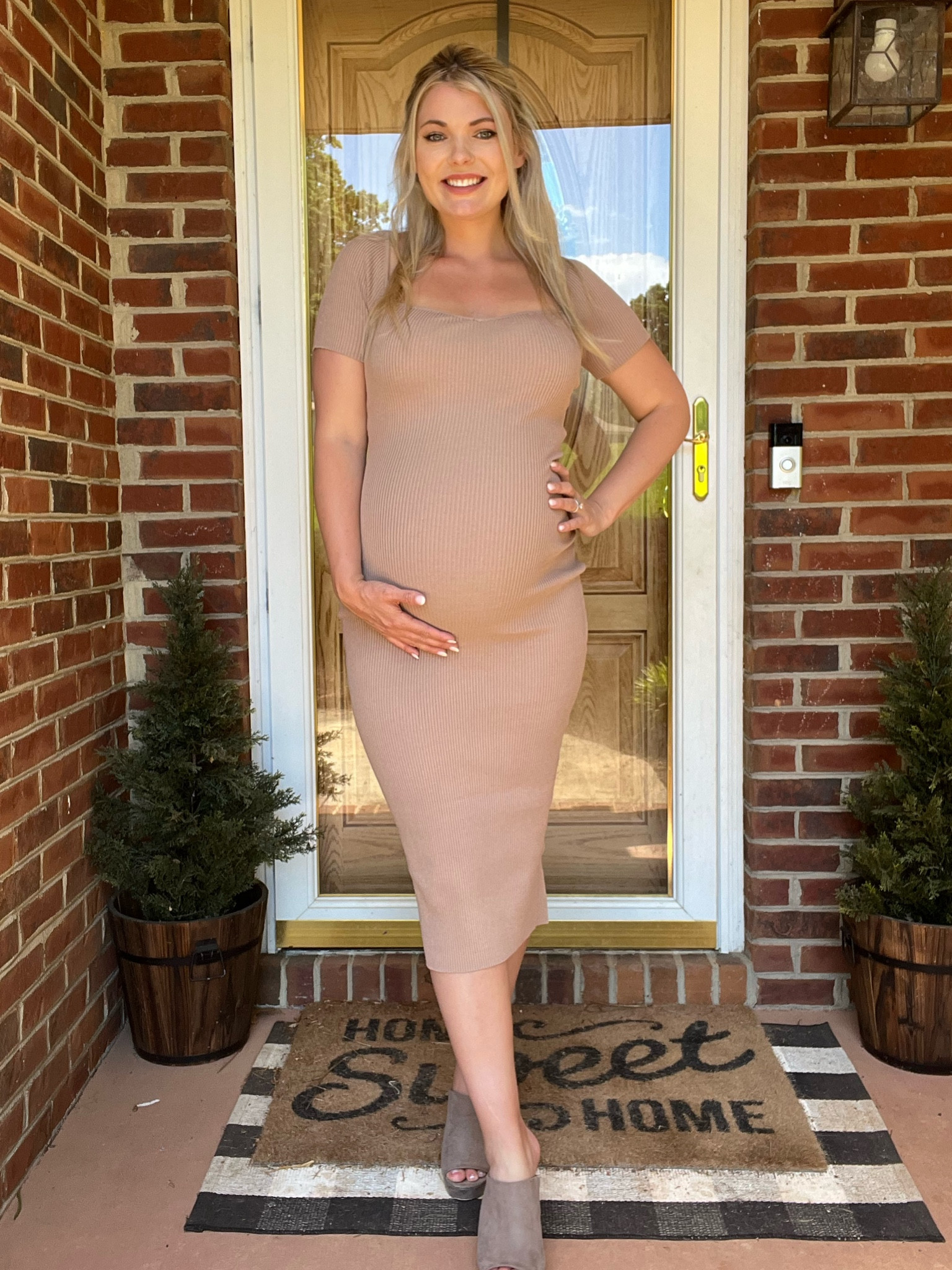 Ruched Maternity Jumpsuit in Mocha