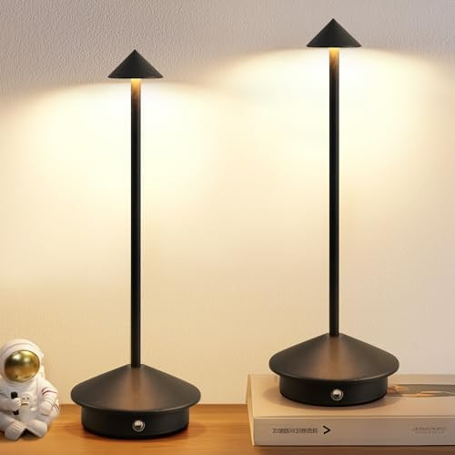 Modern Cordless Table Lamp Set of 2, Portable LED Desk Lamps, 5000mAh Rechargeable Battery Operat... | Amazon (US)