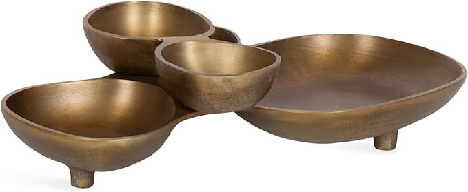 Kate and Laurel Cluso Modern Metal Tabletop Footed Cluster Tray, 14 x 10, Antique Brass, Sculptur... | Amazon (US)