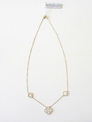 NEW Rachel Zoe 18K Gold/Sterling Silver Mother Of Pearl Pave Tri Clover Necklace | eBay US