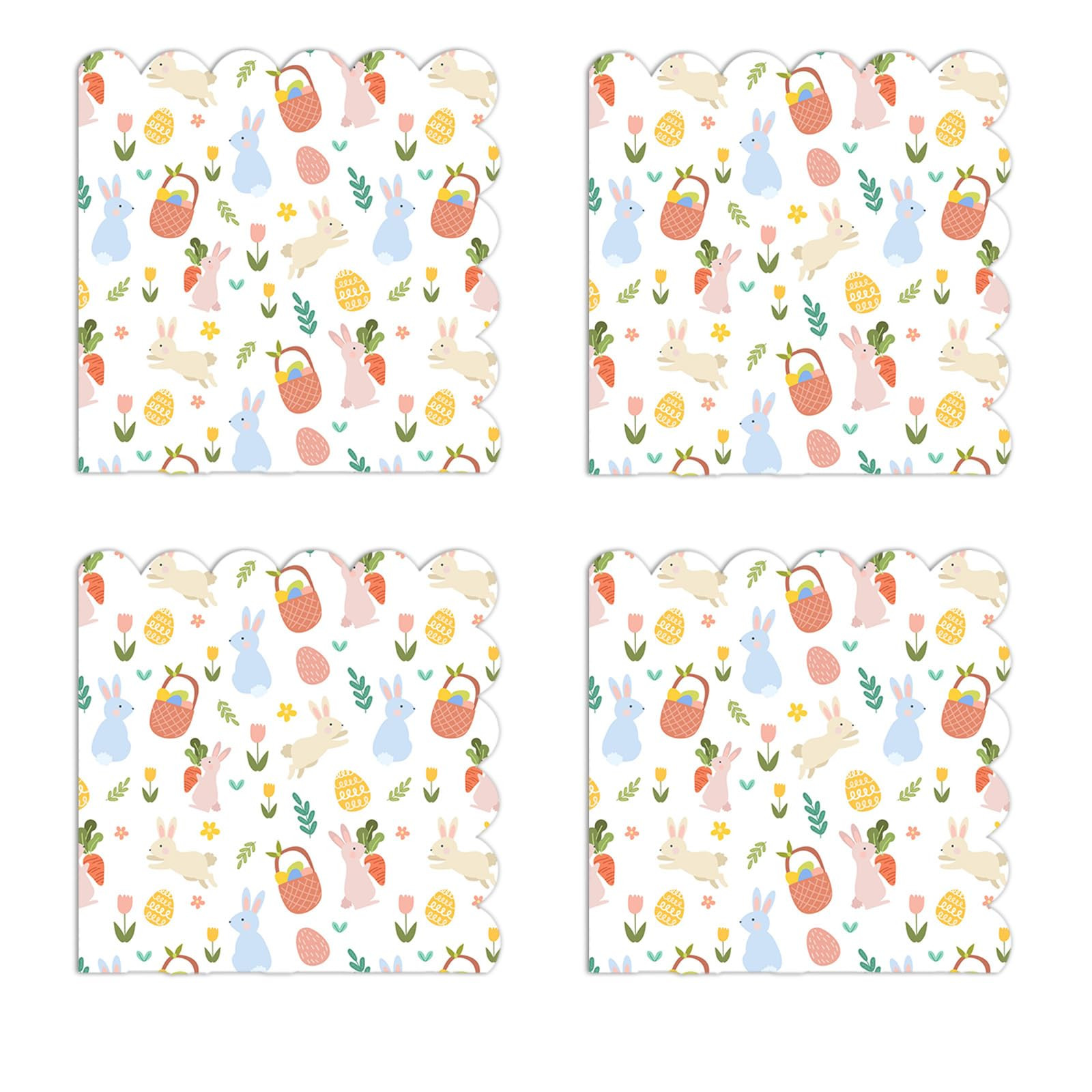 40 Count Easter Bunny Party Napkins, 13 x 13 Inch Unfolded Scalloped Edge Paper Napkins, Pastel S... | Amazon (US)