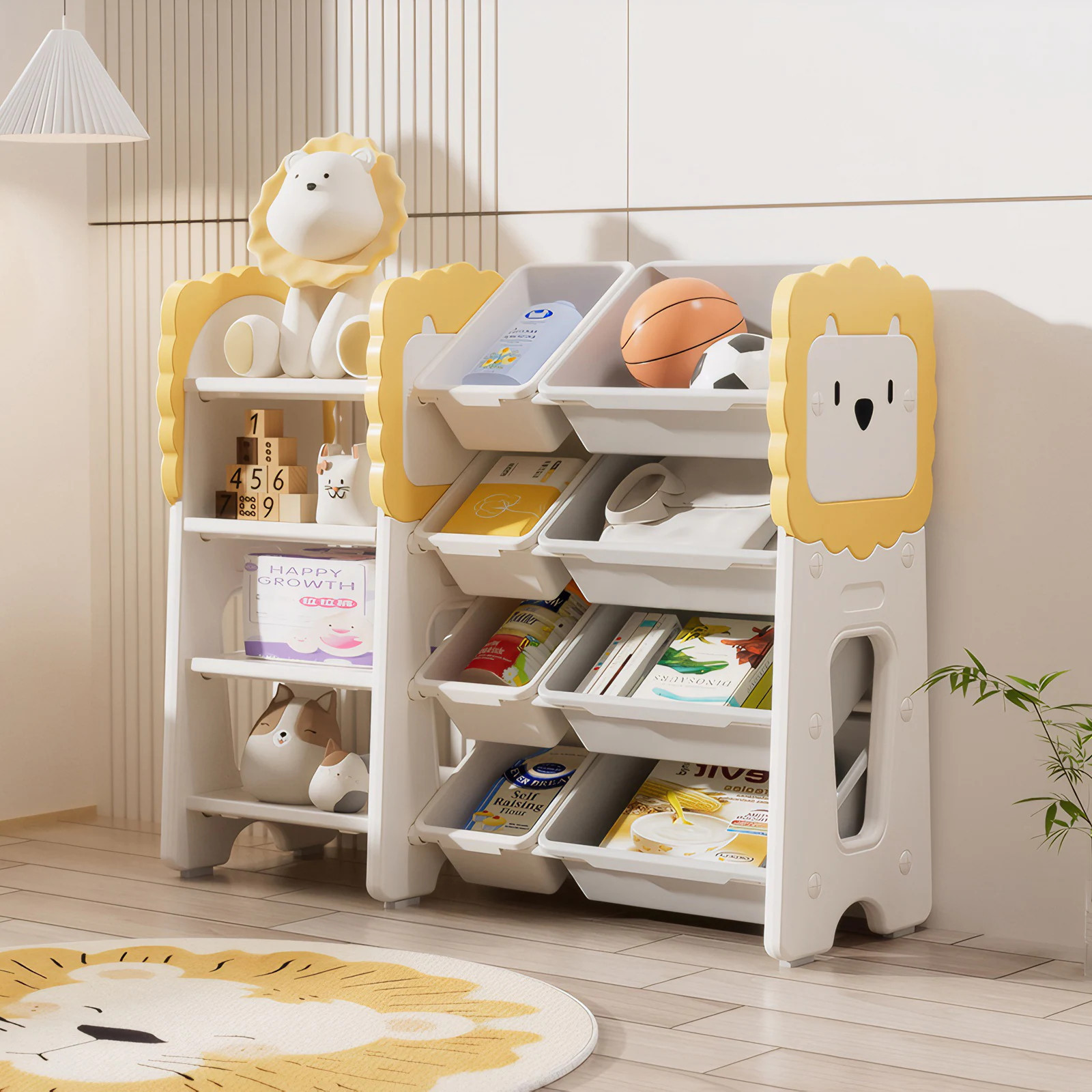 OIAHOMY Kids Bookshelf and Toy Storage 4-Tier Toy Organizers W/8 Removable Storage Bins Kids Toy Storage Organizer for Study Room Bedroom Kids Room | Lowe's
